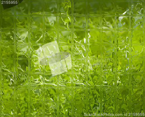 Image of Abstract green glass texture patterns with tiled squares