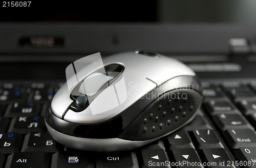 Image of Mouse on a laptop keyboard