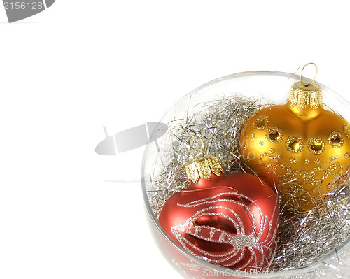 Image of New year decoration toys with tinsel isolated