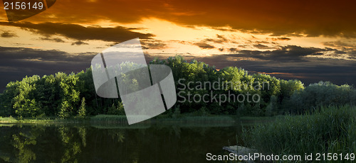Image of Cool dramatic sunset lake