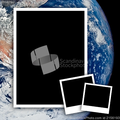 Image of Empty photos with earth from space background