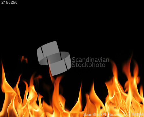 Image of Fire flames on black background. High resolution image.