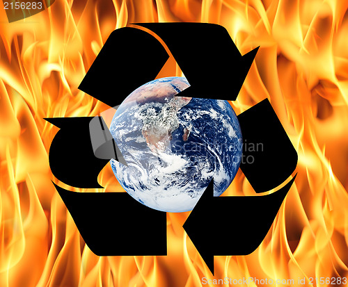 Image of Recycle symbol made from fire