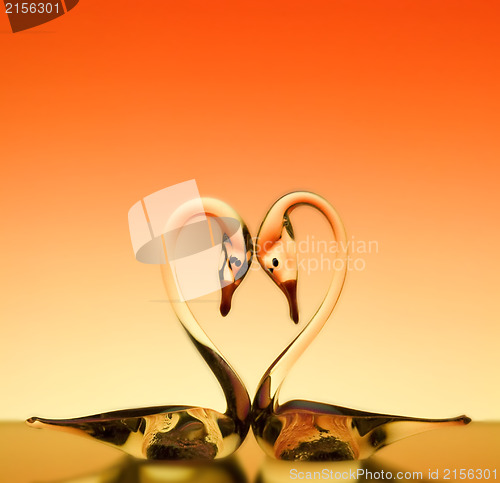 Image of St. Valentine background with two swans in love