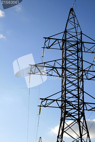 Image of Electric pylon with a blue sky background