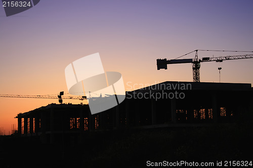 Image of Construction site at sunset