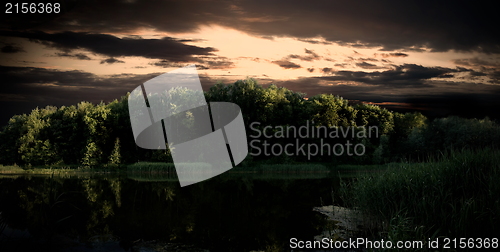 Image of Cool dramatic sunset lake