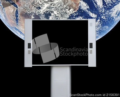 Image of Blank advertising billboard with earth background