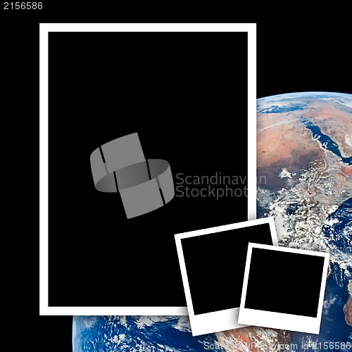 Image of Empty photos with earth from space background