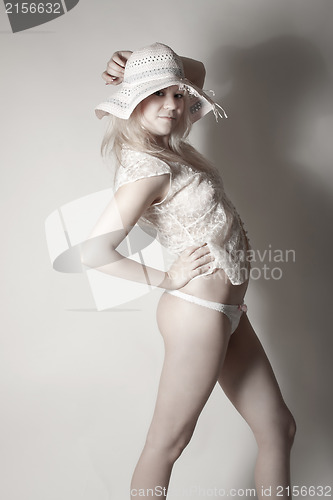Image of Sexy lady on grey background