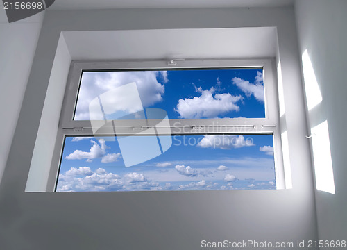 Image of Window with blue sky