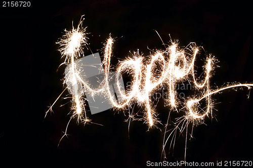 Image of Word Happy made by sparkler