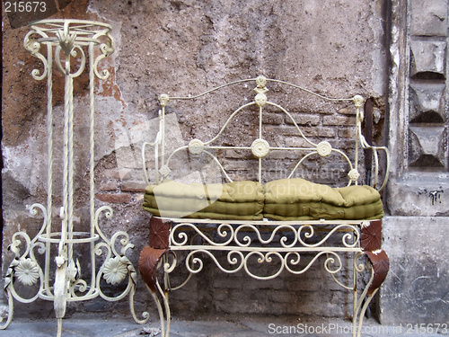 Image of Old steel bench in Rome