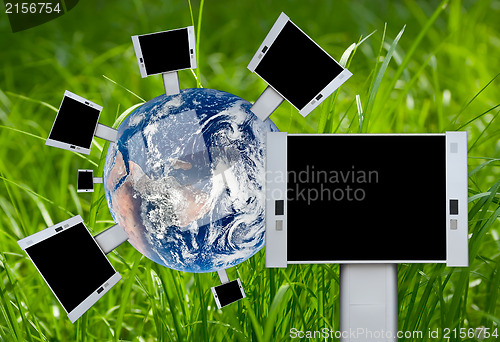 Image of Blank billboards on the earth .Advertising concept.