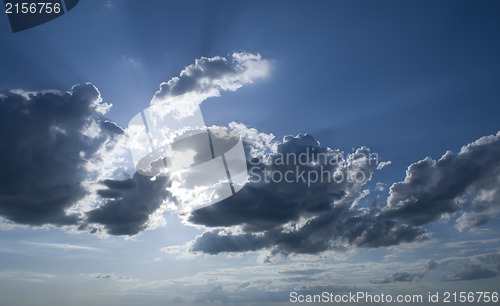 Image of Sunny clouds with rays of light