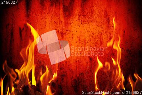 Image of Grunge fire wall background