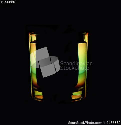 Image of Colored glass in backlight on black background