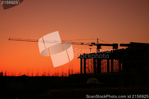 Image of Construction site at sunset