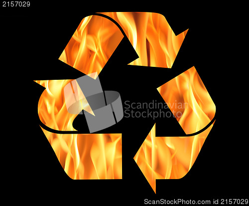 Image of Recycle symbol made from fire isolated