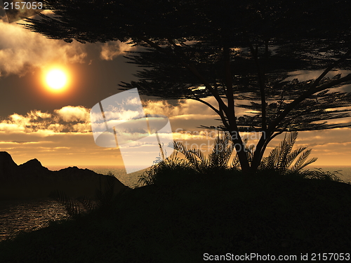 Image of 3d sunset island