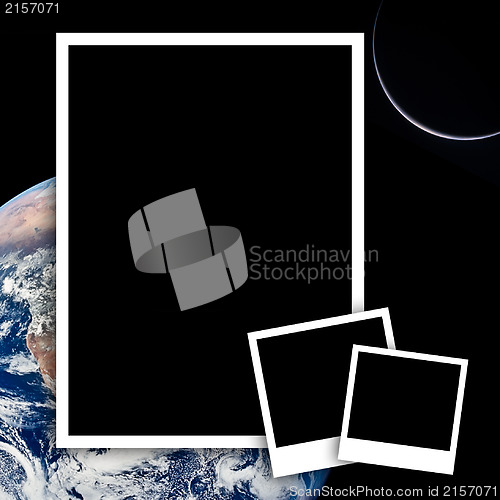 Image of Empty photos with earth from space background