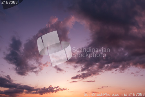 Image of Sunset sky with rays of light.