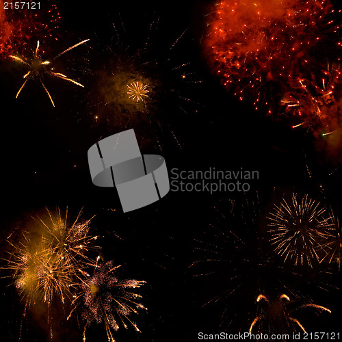 Image of Fireworks backgroud made from several images