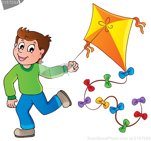 Image of Running boy with kite