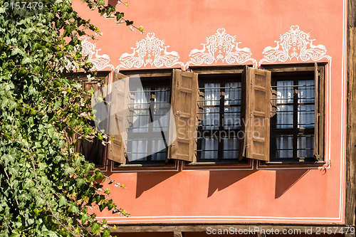 Image of Windows with wooden shutters in the old Plovdiv