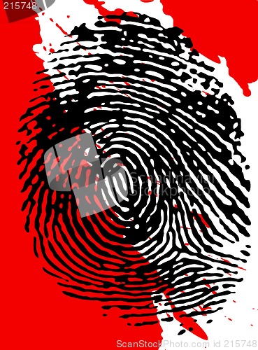 Image of Black Fingerprint and blood splatter