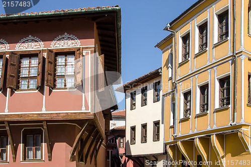 Image of Street with houses in the traditional style of old Plovdiv