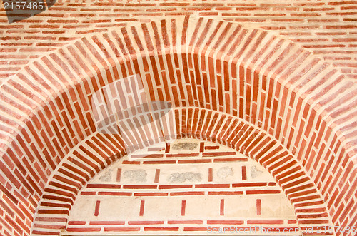 Image of Texture of a wall with red bricks