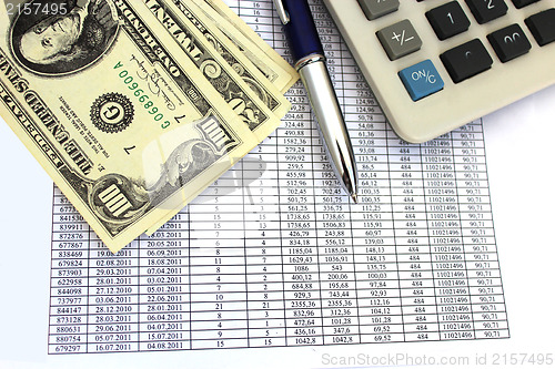 Image of table with numerals and american dollars