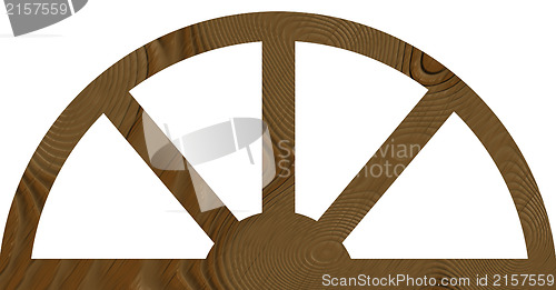 Image of Isolated Wide Arched Wooden Window Flat Frame