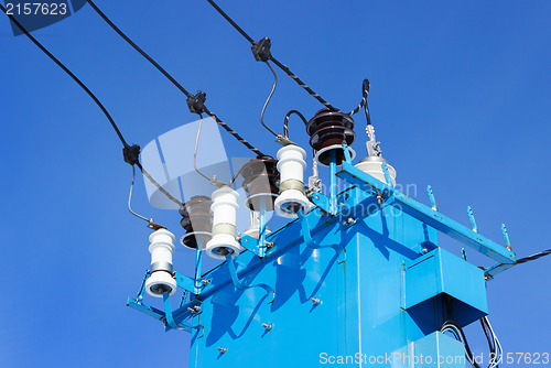 Image of Porcelain insulators for electrical substation