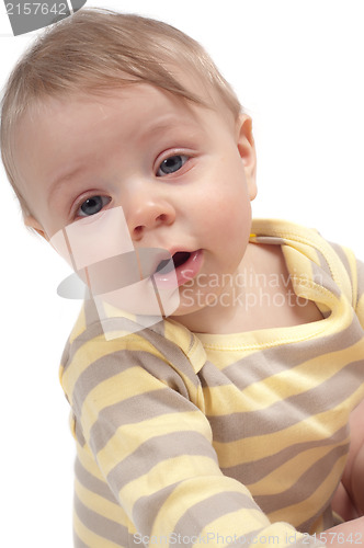 Image of Little cute boy in striped top