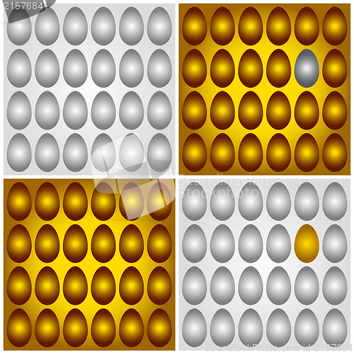Image of Golden brown and grey silver eggs illustration 