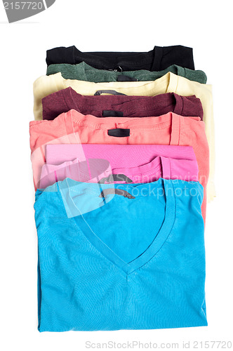 Image of Group of multicolored t-shirts