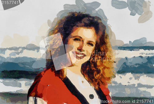 Image of Abstract Young Girl In Summer Sun at Sea