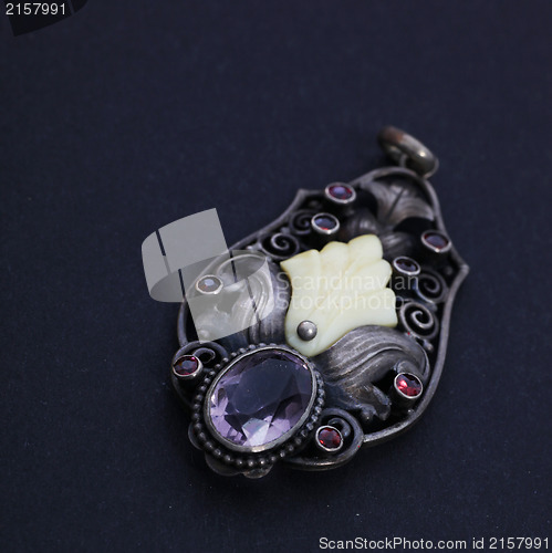 Image of Silver and gemstone pendant