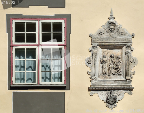 Image of Unique window and decorative emblem