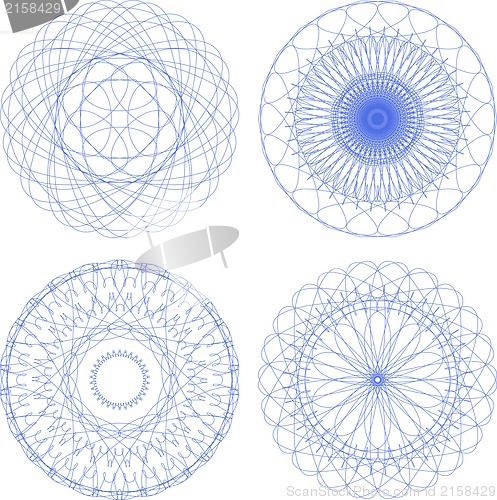 Image of Set of vector guilloche rosettes certificate or diplomas, decorative elements