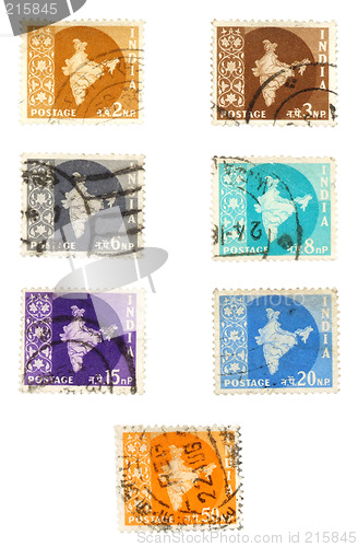 Image of Historic British colony post stamps - India