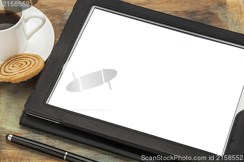 Image of digital tablet with blank screen