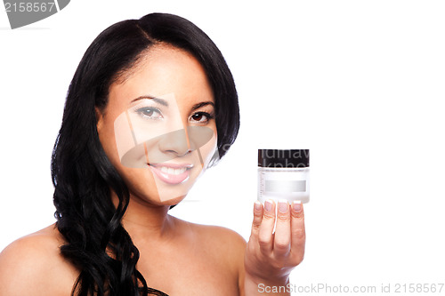 Image of Woman with Skincare moisturizing facial cream