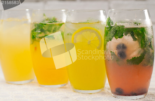 Image of selection of fruits long drinks