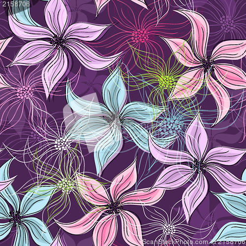 Image of Repeating violet floral pattern