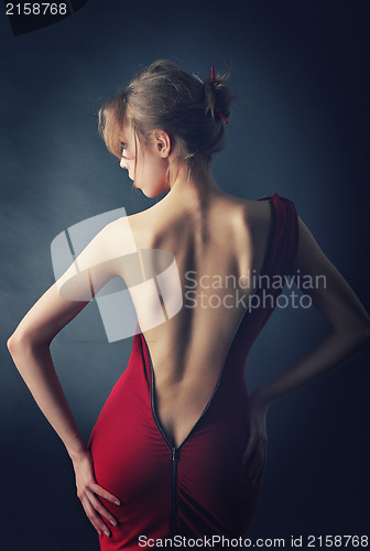 Image of Girl in red dress