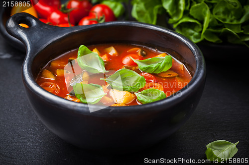 Image of Minestrone soup with vegetables