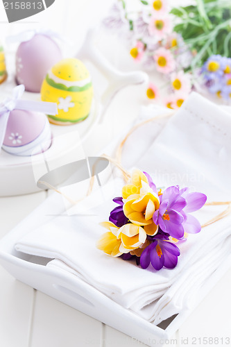 Image of Spring flowers and Easter eggs 